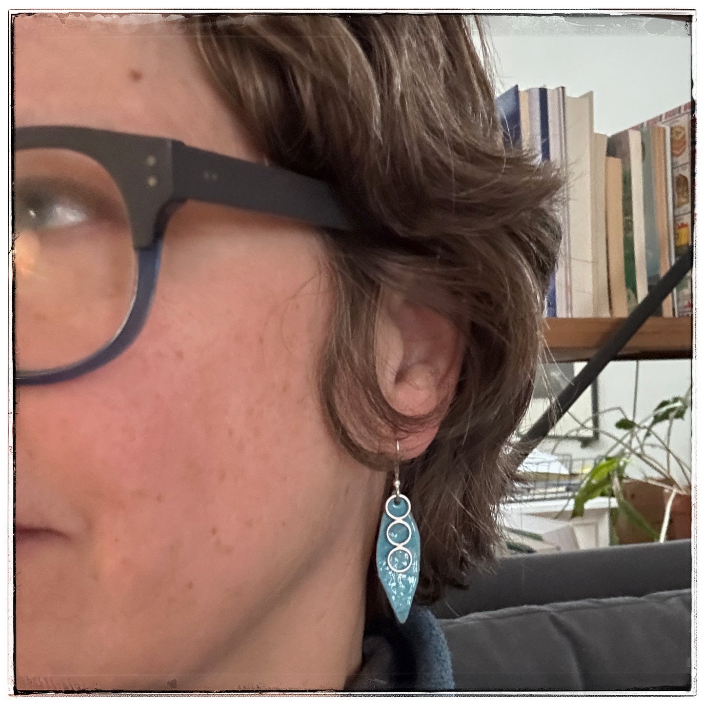 Asymmetric Leaf Shaped Enamelled Earrings