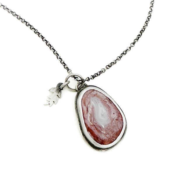 Jasper and sterling silver pendant necklace