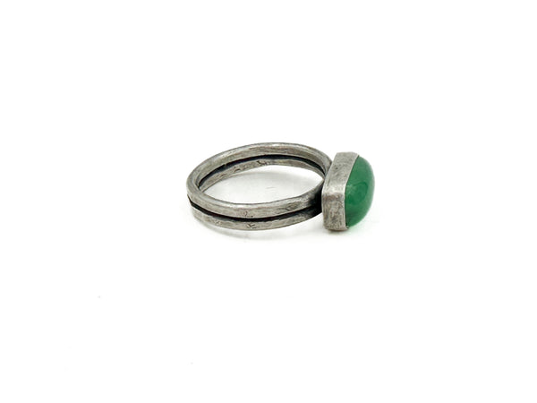 Chrysoprase and Sterling Silver Ring Size 9.25
