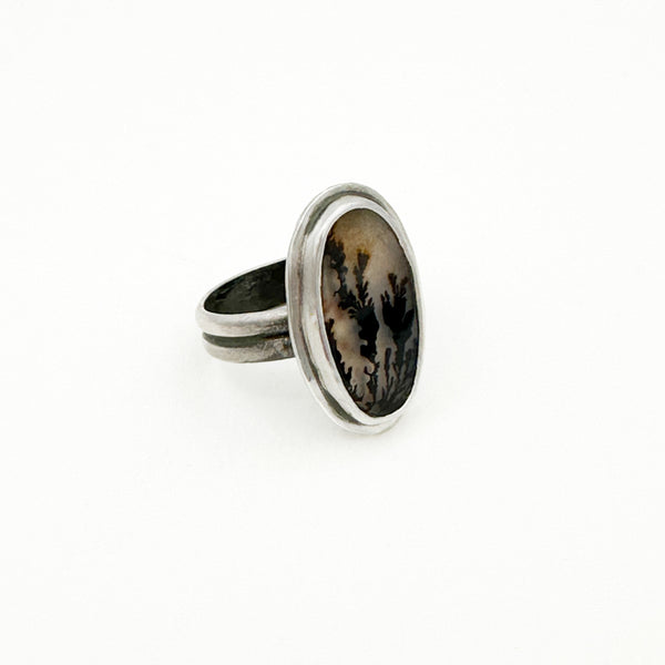 Dendritic Agate, Sterling Silver Ring Size 9.5