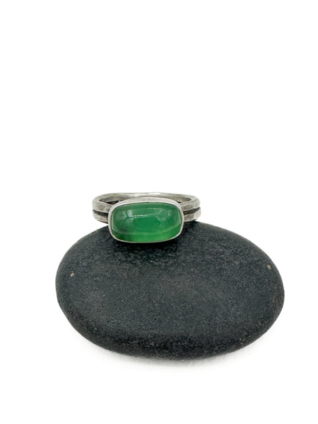 Chrysoprase and Sterling Silver Ring Size 9.25