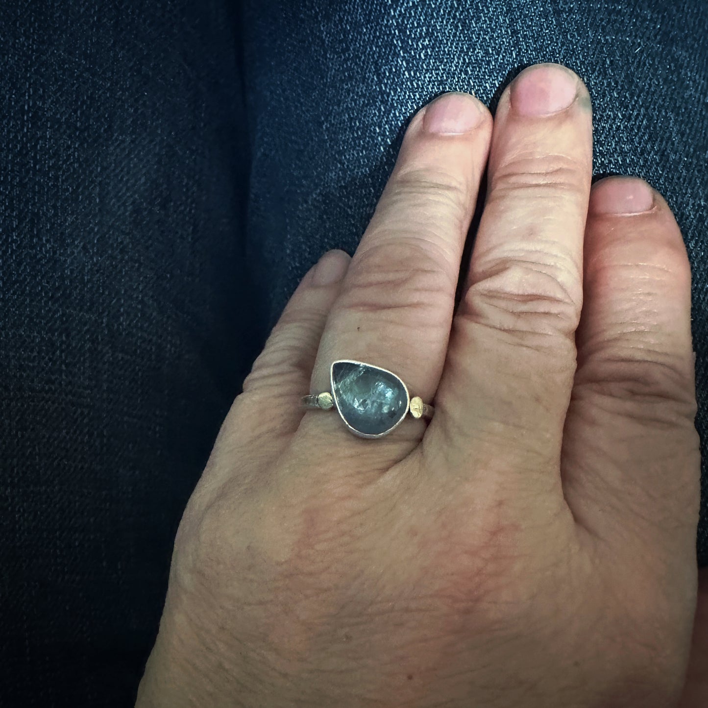 Tanzanite, Sterling Silver and 14k Gold Ring, Size 8.5