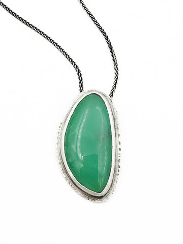 Chrysoprase and Sterling Silver Pendant