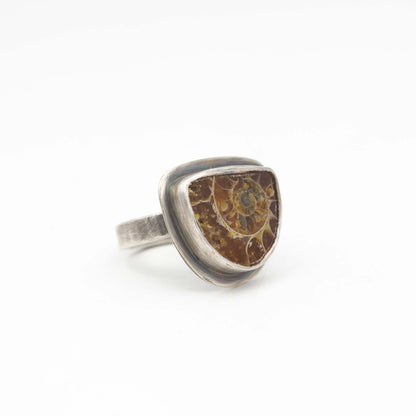 Ammonite Ring Sterling Silver Size 8