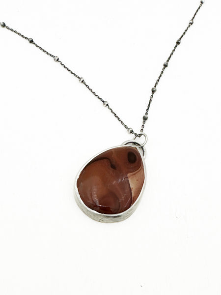 Polychrome jasper and sterling silver pendant necklace