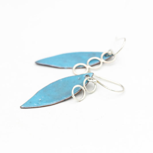 Asymmetric Leaf Shaped Enamelled Earrings