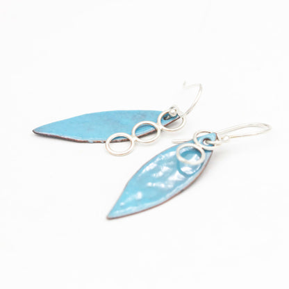 Asymmetric Leaf Shaped Enamelled Earrings