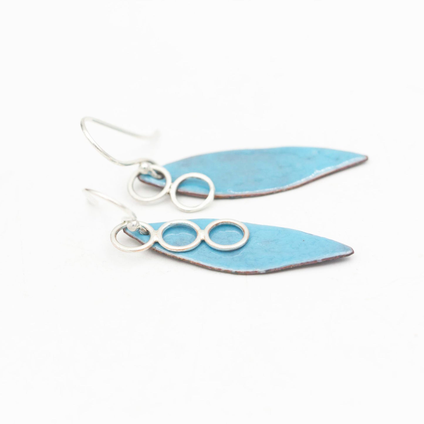 Asymmetric Leaf Shaped Enamelled Earrings