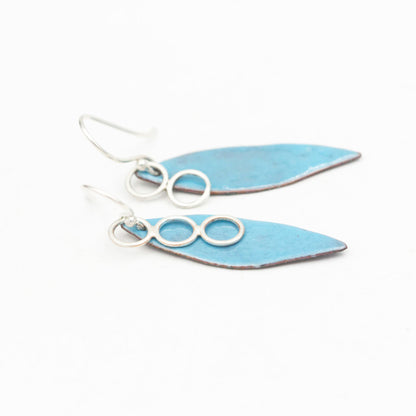Asymmetric Leaf Shaped Enamelled Earrings