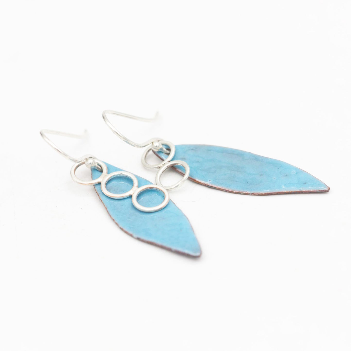 Asymmetric Leaf Shaped Enamelled Earrings