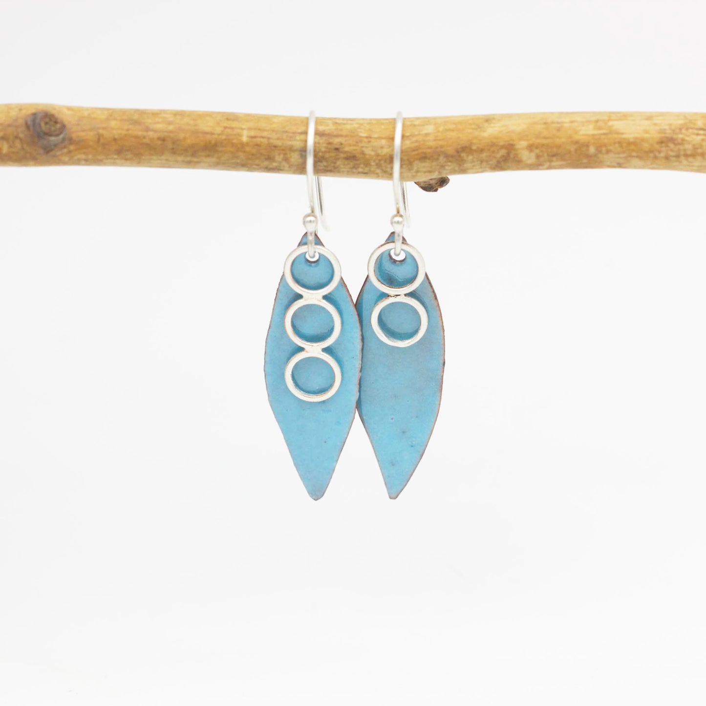 Asymmetric Leaf Shaped Enamelled Earrings