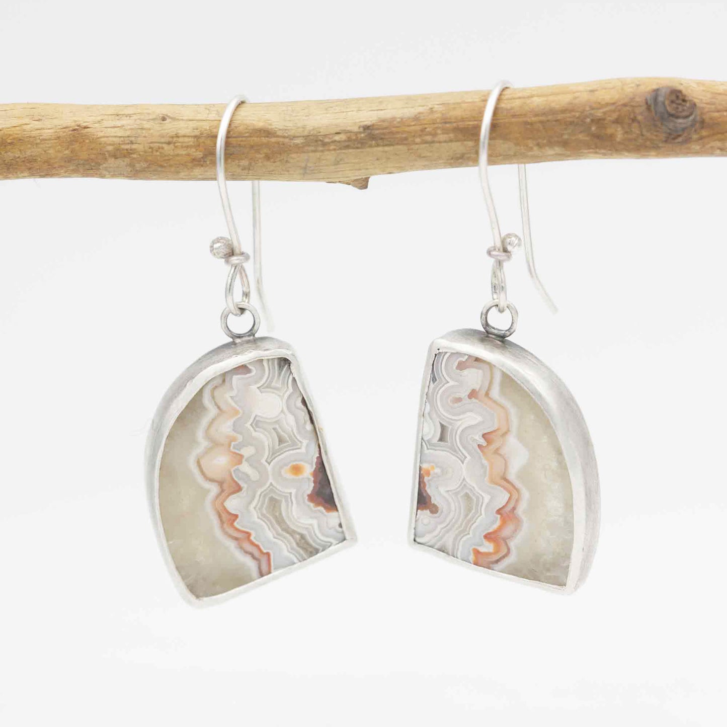 Crazy Lace Agate Earrings Sterling Silver