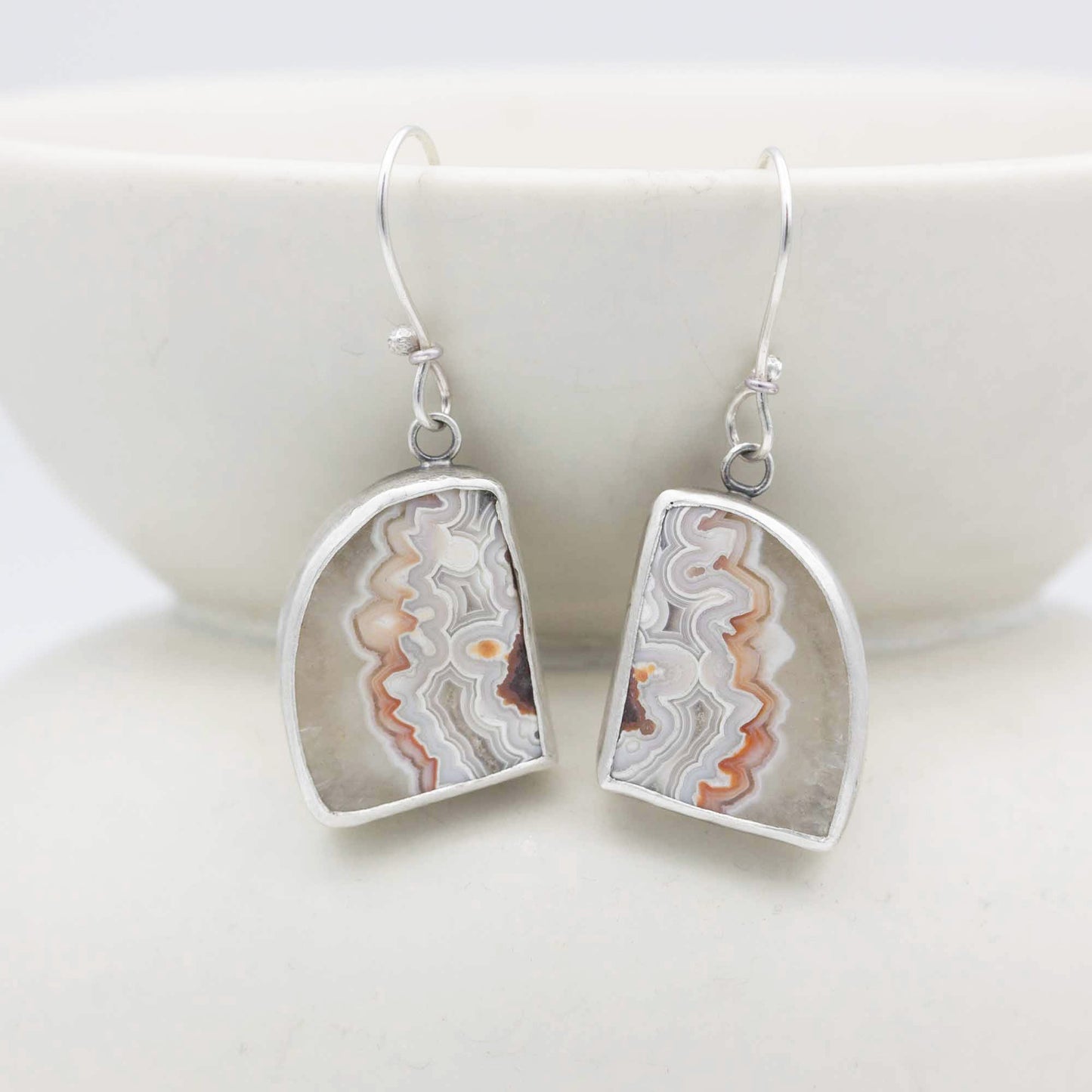 Crazy Lace Agate Earrings Sterling Silver