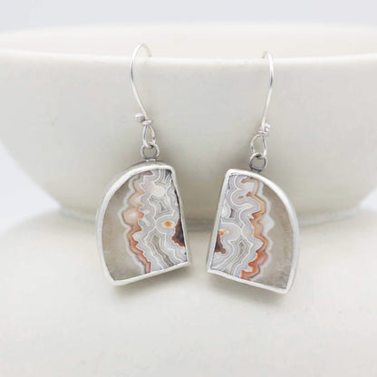Crazy Lace Agate Earrings Sterling Silver