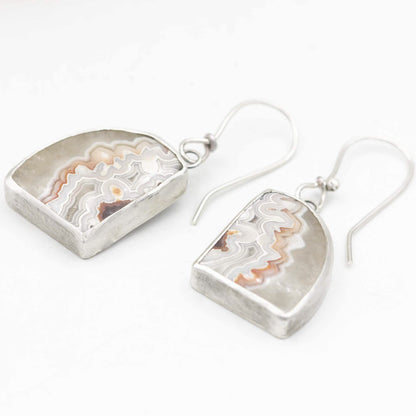 Crazy Lace Agate Earrings Sterling Silver