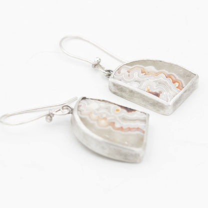 Crazy Lace Agate Earrings Sterling Silver