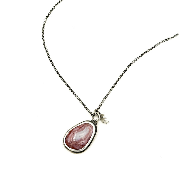 Jasper and sterling silver pendant necklace