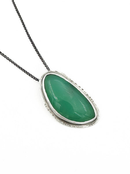 Chrysoprase and Sterling Silver Pendant