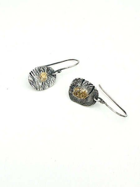 Keum Boo Silver and 24k Gold Earrings