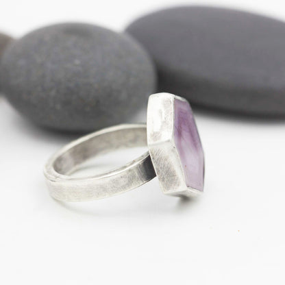 Pink Shimmer Sapphire Hexagon Ring Size 7.75