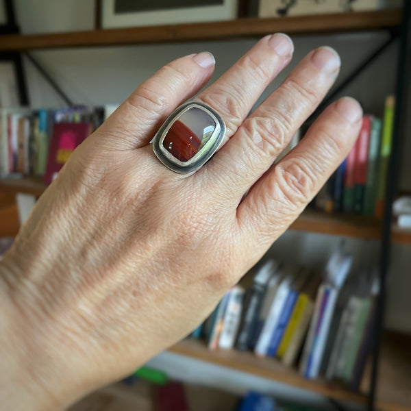 Apache Flame Agate Ring Size 8