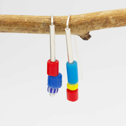 Tania Asymmetrical Glass Bead Earrings