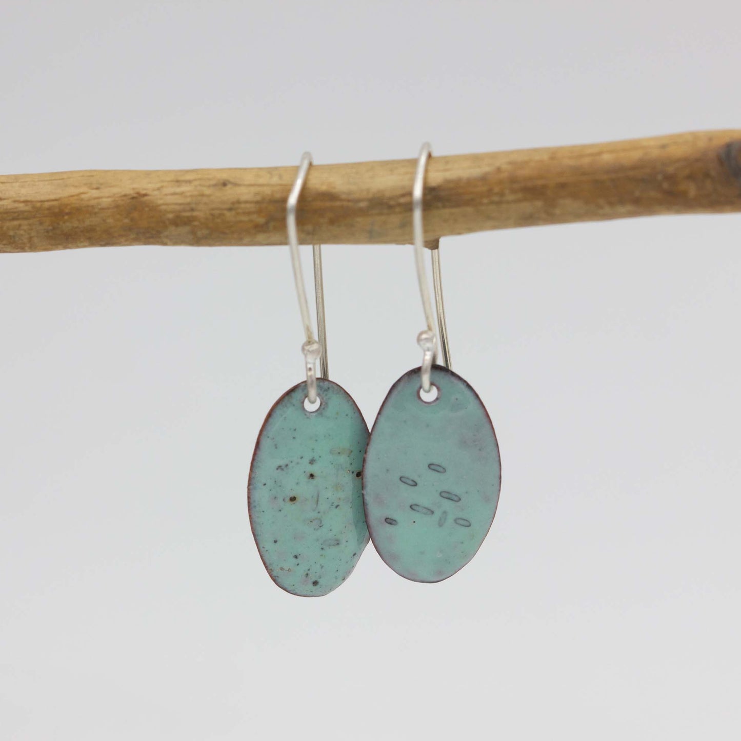 Turquoise Enamelled Copper Drop Earrings