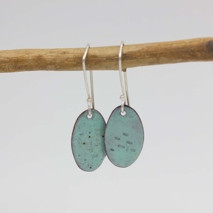 Turquoise Enamelled Copper Drop Earrings