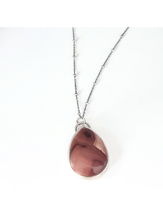 Polychrome jasper and sterling silver pendant necklace
