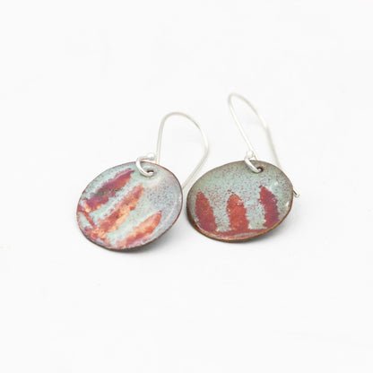 Enameled Earrings Copper & Sterling Silver