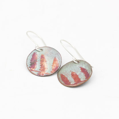Enameled Earrings Copper & Sterling Silver
