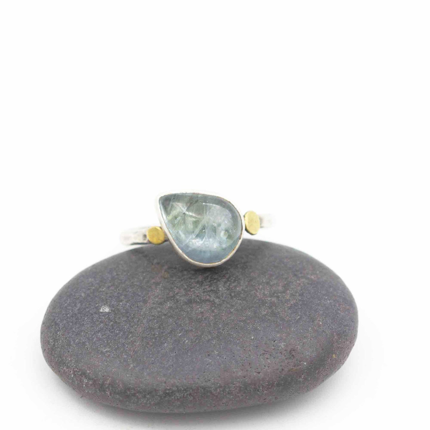 Tanzanite, Sterling Silver and 14k Gold Ring, Size 8.5