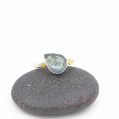 Tanzanite, Sterling Silver and 14k Gold Ring, Size 8.5