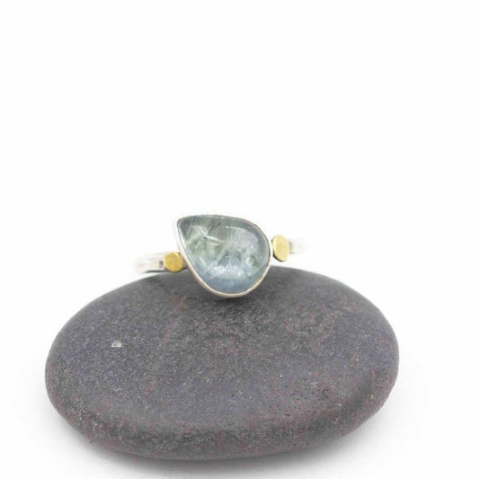 Tanzanite, Sterling Silver and 14k Gold Ring, Size 8.5