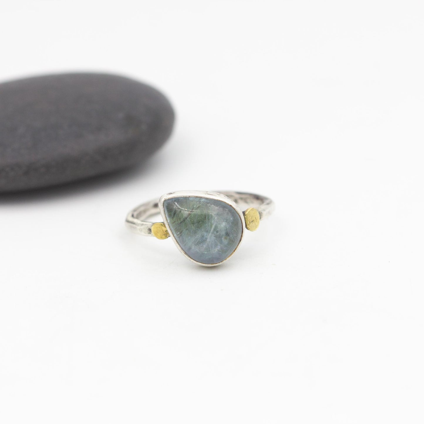 Tanzanite, Sterling Silver and 14k Gold Ring, Size 8.5