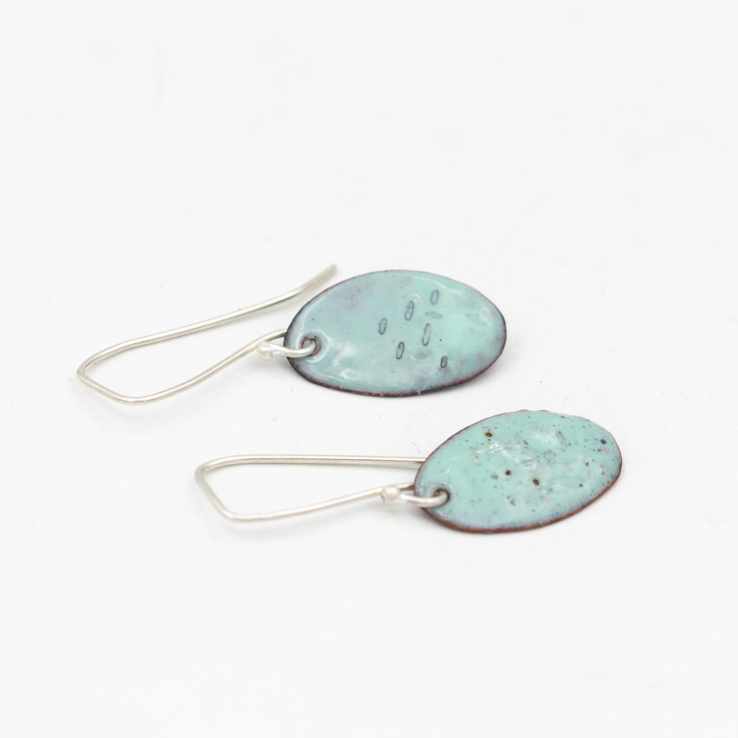 Turquoise Enamelled Copper Drop Earrings