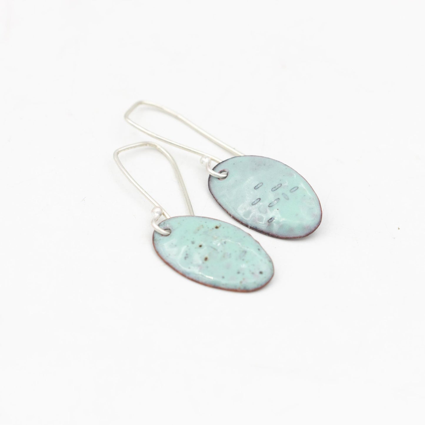 Turquoise Enamelled Copper Drop Earrings