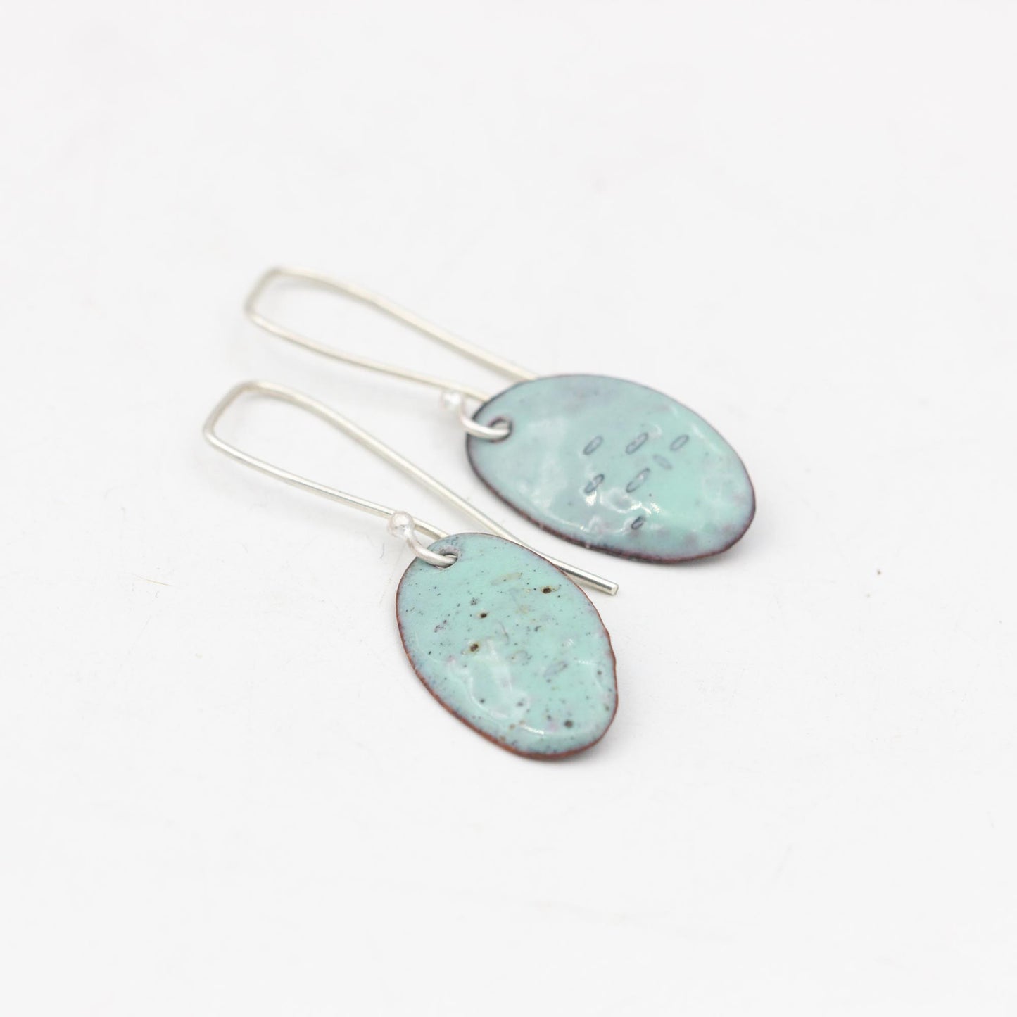 Turquoise Enamelled Copper Drop Earrings