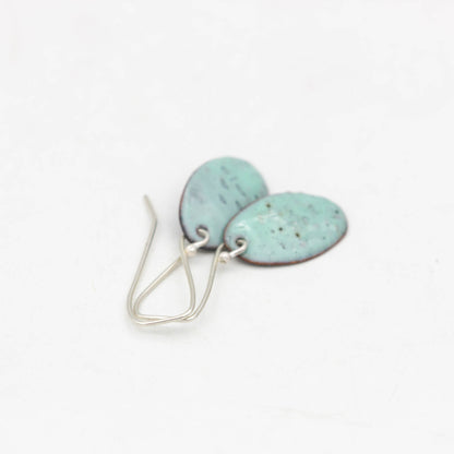 Turquoise Enamelled Copper Drop Earrings