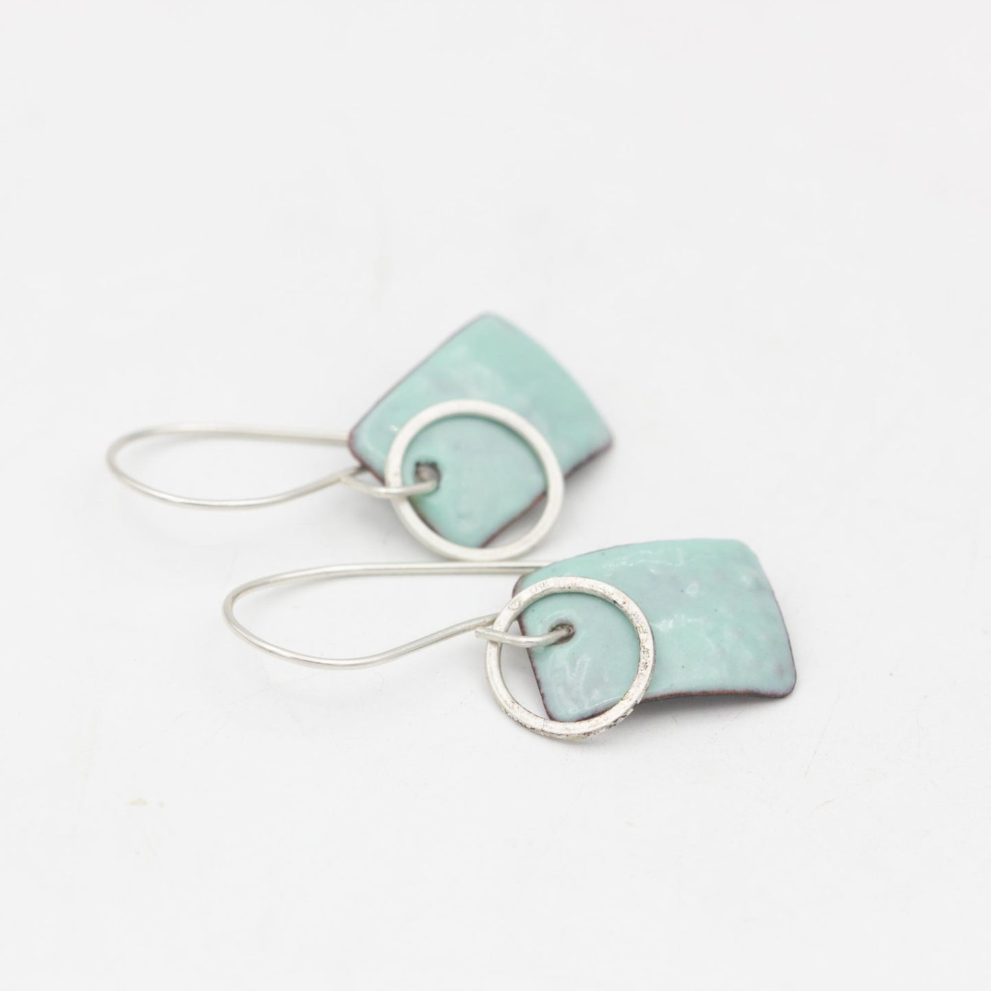 Rectangular Enamelled Copper and Sterling Silver Earrings