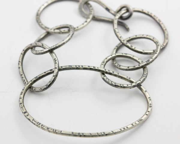 Textured Sterling Silver Handmade Link Bracelet