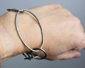 Textured Sterling Silver Handmade Link Bracelet