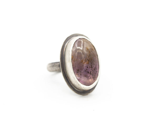 Cacoxenite in Amethyst Ring Size 6.5