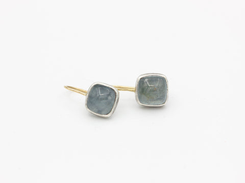 Aquamarine Sterling and 14k Gold Earrings