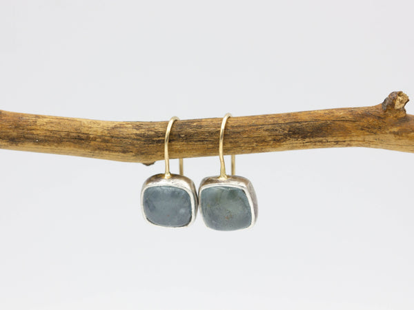 Aquamarine Sterling and 14k Gold Earrings
