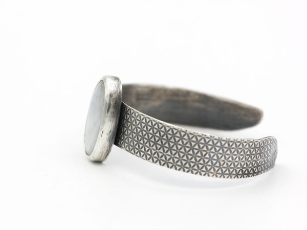 Moonstone and Sterling Silver Textured Cuff