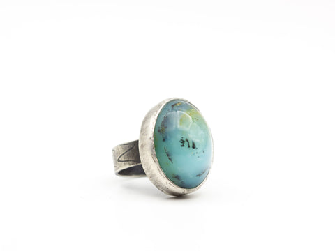 Peruvian Blue Opal Ring Size 9.75