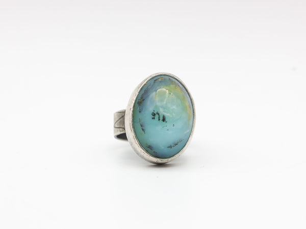 Peruvian Blue Opal Ring Size 9.75